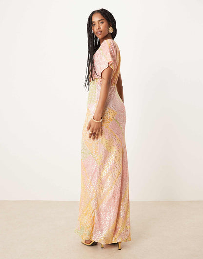 Metallic Boho Maxi Dress