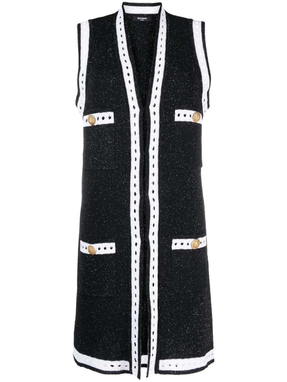 V-Neck Contrasting-Border Cardigan