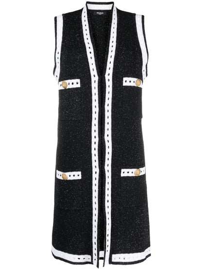 V-Neck Contrasting-Border Cardigan