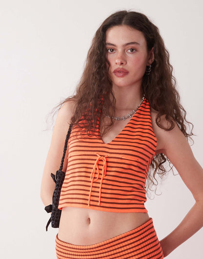 Knitted Stripe Halter Top