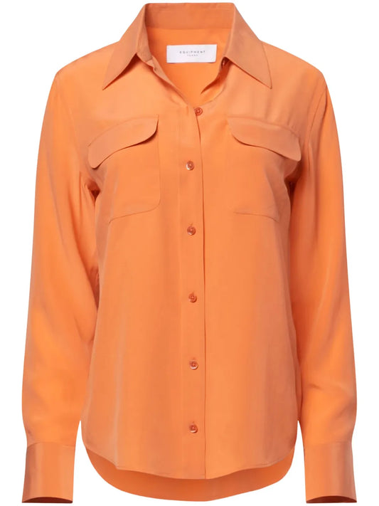Slim Signature Long-Sleeve Silk Shirt