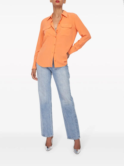 Slim Signature Long-Sleeve Silk Shirt