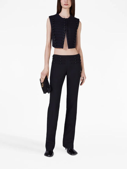 Braided Cropped Wool Waistcoat