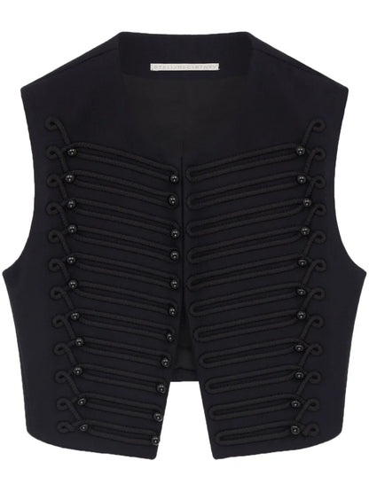 Braided Cropped Wool Waistcoat