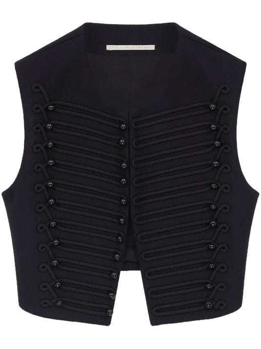 Braided Cropped Wool Waistcoat