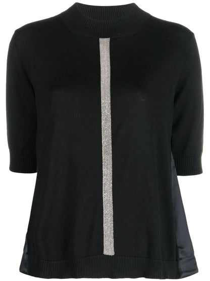 Beaded-Stripe Knitted Top