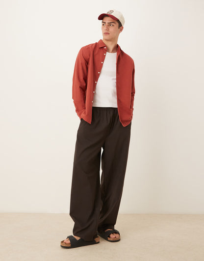 Linen Mix Long Sleeve Shirt