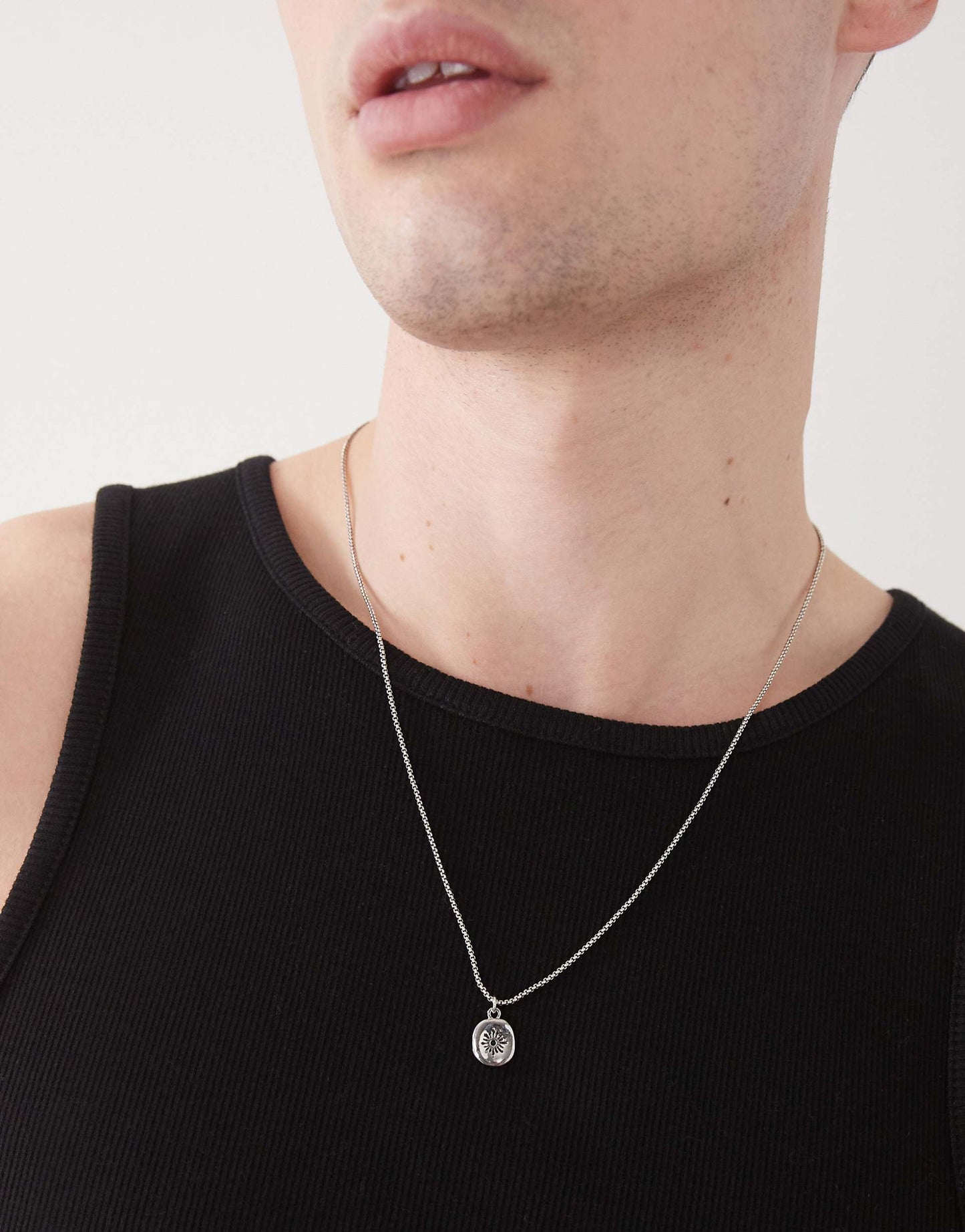 Chain Necklace With Engraved Coin Pendant
