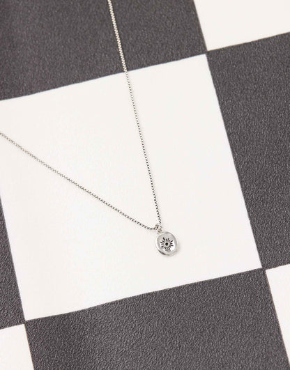 Chain Necklace With Engraved Coin Pendant
