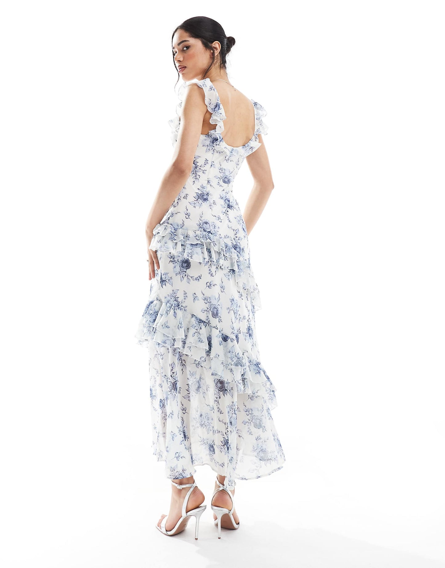 Ruffle Asymetric Midi Dress