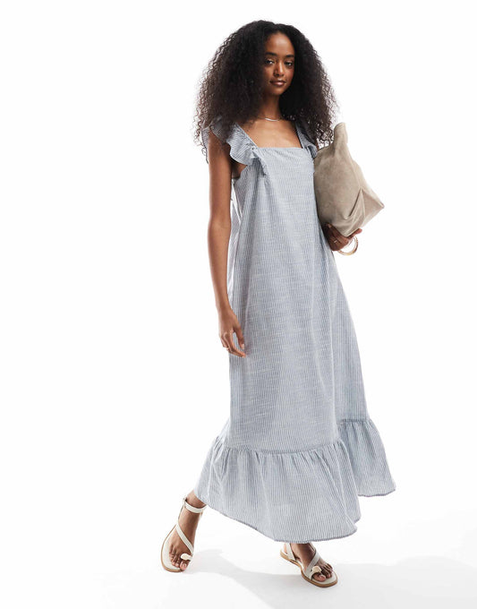 Flutter Strap Tiered Cami Maxi Dress