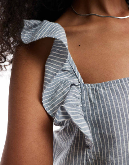 Flutter Strap Tiered Cami Maxi Dress