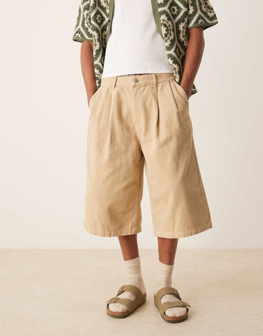 Longer Length Double Pleated Jorts