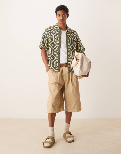 Longer Length Double Pleated Jorts