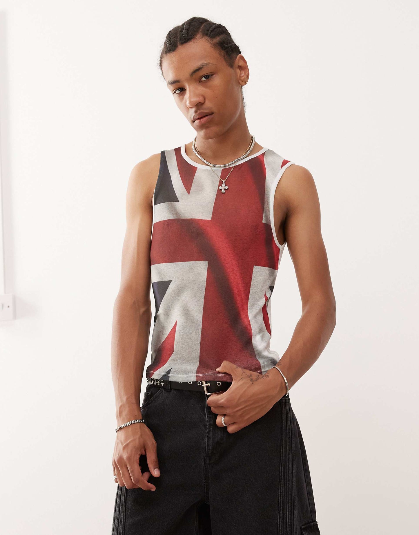 Mesh Vest With Union Jack Print
