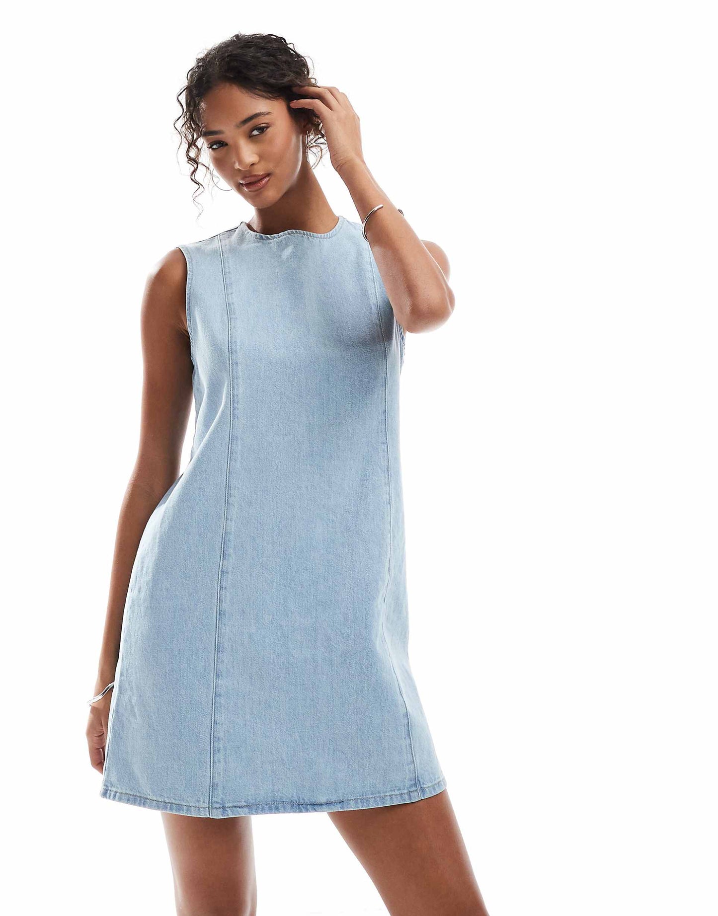 Denim Seamed Shift Dress