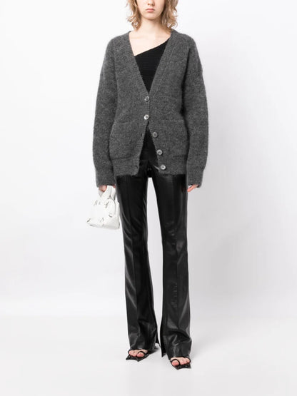 Bear-Intarsia Knitted Cardigan