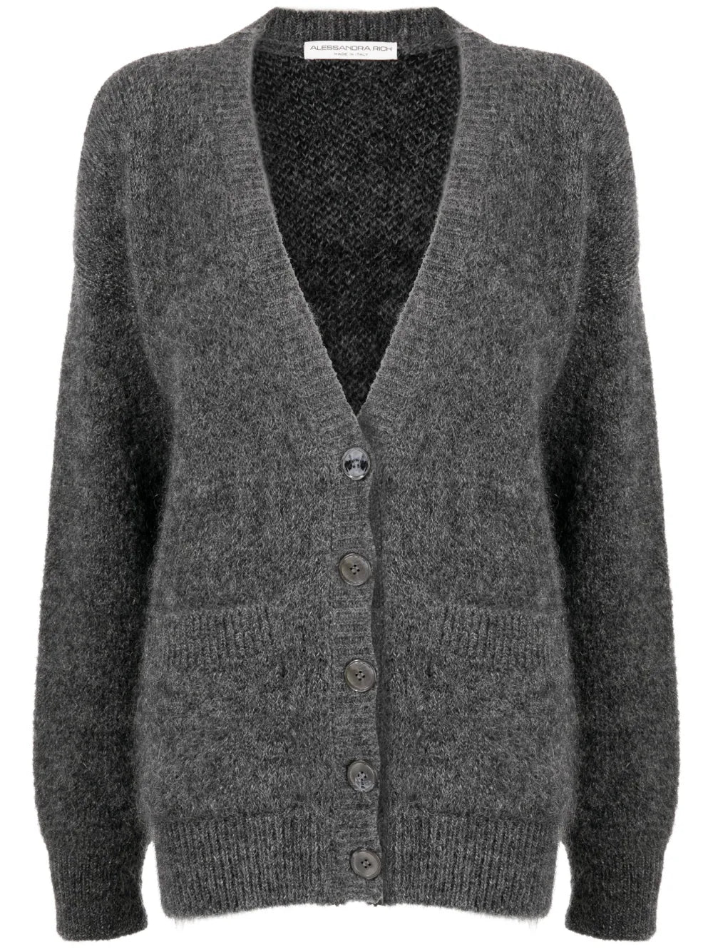 Bear-Intarsia Knitted Cardigan