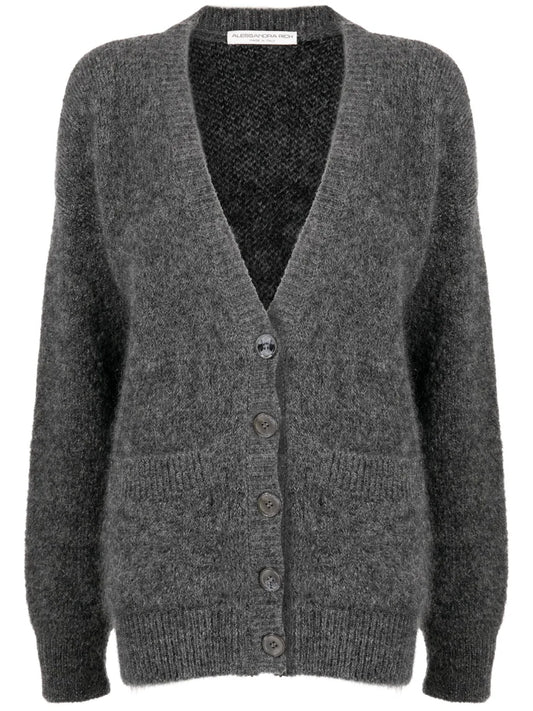 Bear-Intarsia Knitted Cardigan