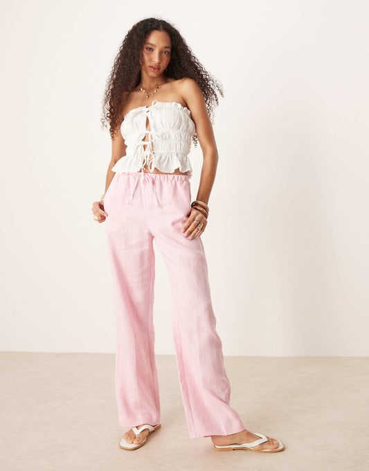 Pull On Soft Touch Linen Trouser