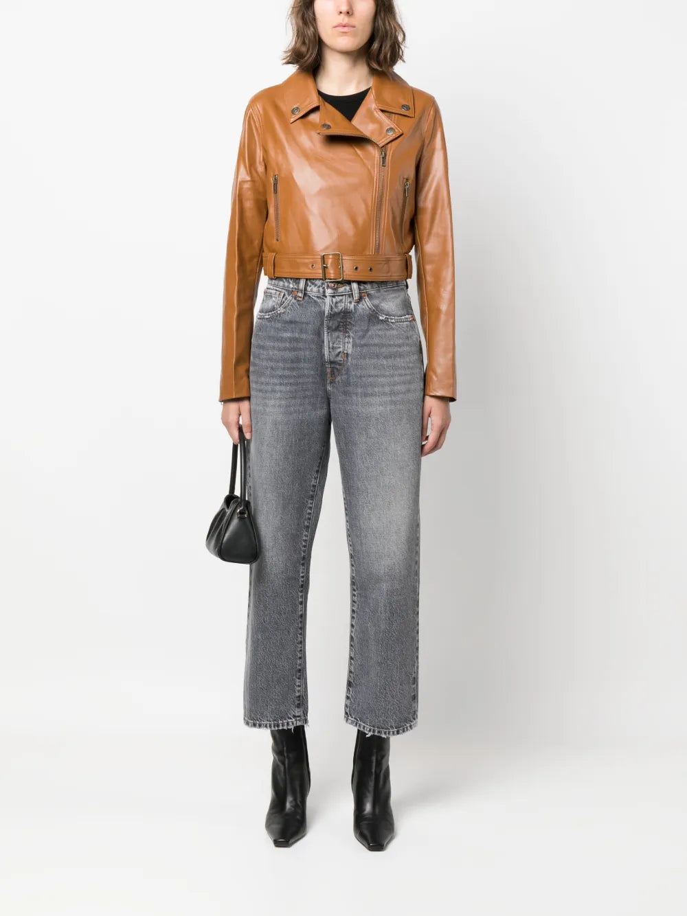 Zip-Up Faux-Leather Biker Jacket