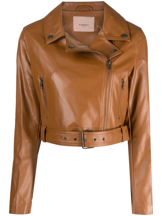 Zip-Up Faux-Leather Biker Jacket