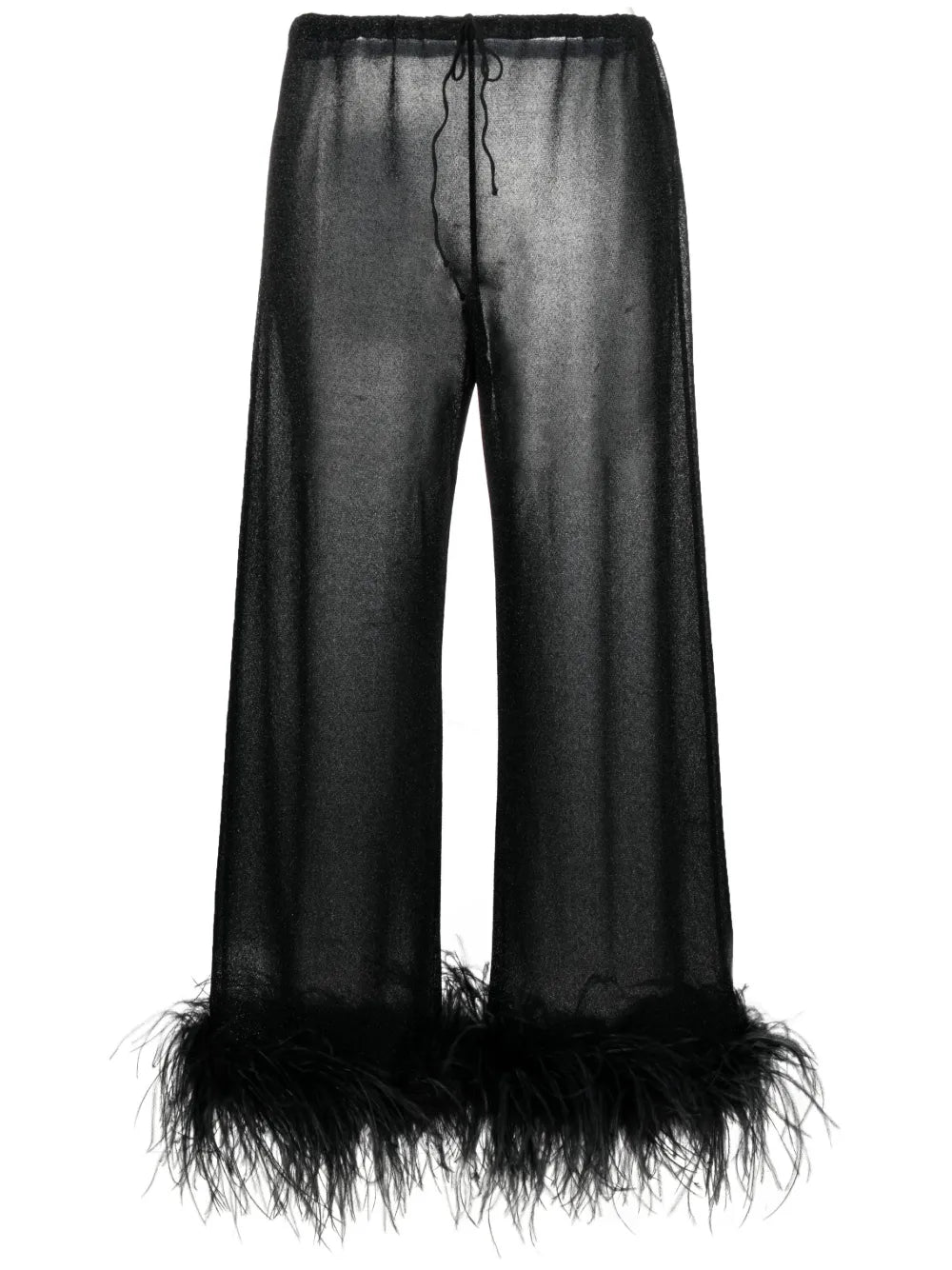 Plumage Feather-Trim Lurex Trousers