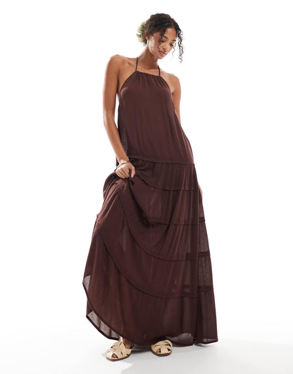Low Back Tiered Maxi Dress