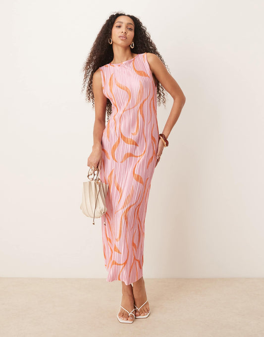 Plisse Sleeveless Midi Dress