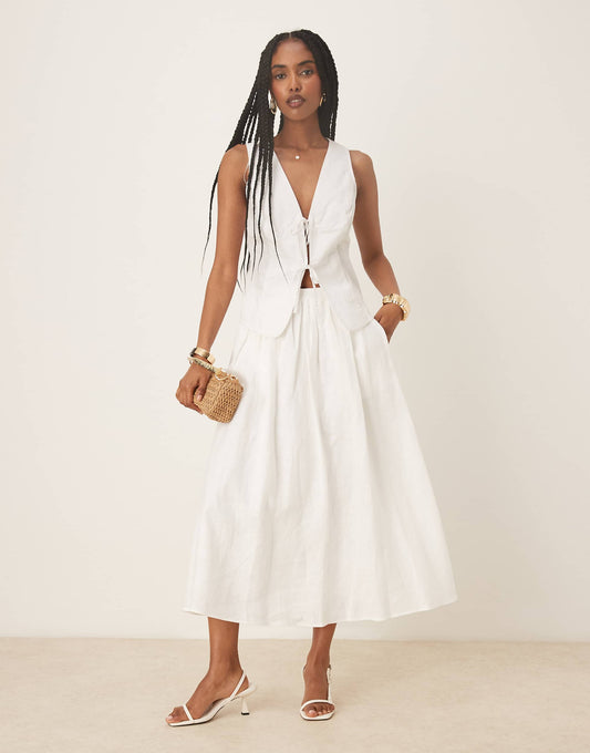 Linen Elasticated Maxi Skirt