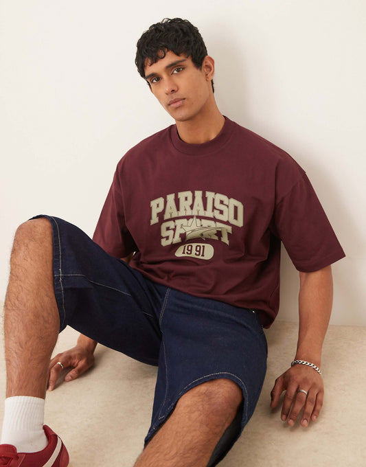 Heavyweight Boxy Oversized T-Shirt With Print