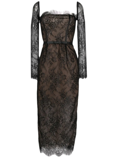 Floral-Lace Midi Dress