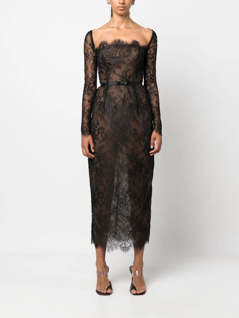 Floral-Lace Midi Dress