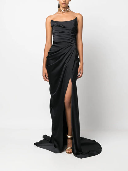 Ruched Corset-Style Strapless Dress