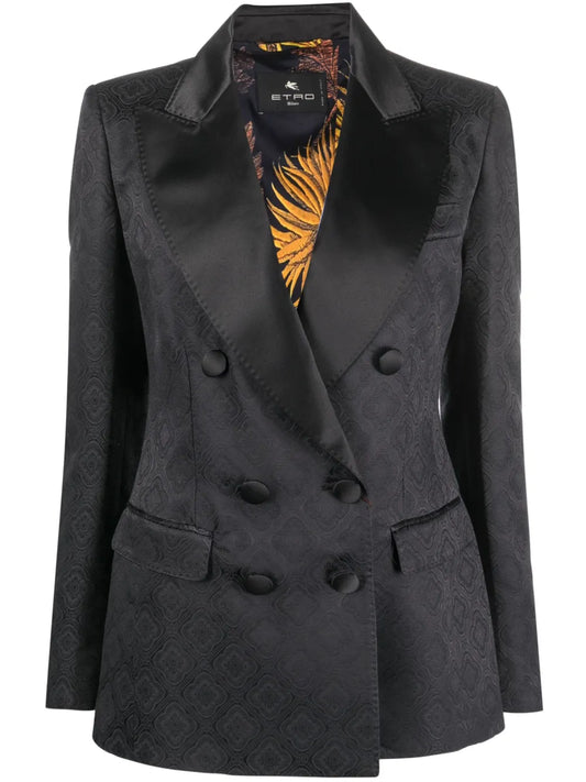Patterned-Jacquard Satin Blazer