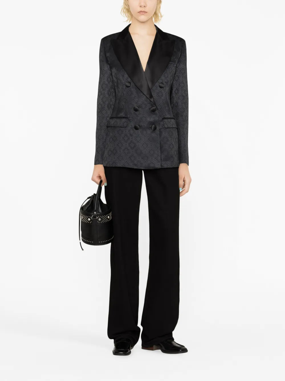 Patterned-Jacquard Satin Blazer