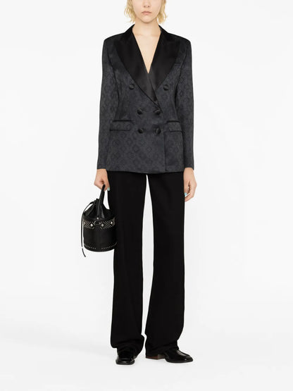 Patterned-Jacquard Satin Blazer