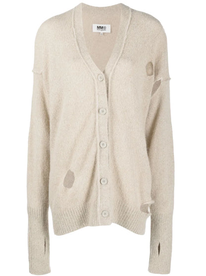 Distressed V-Neck Cardigan