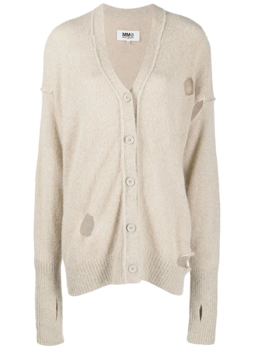 Distressed V-Neck Cardigan