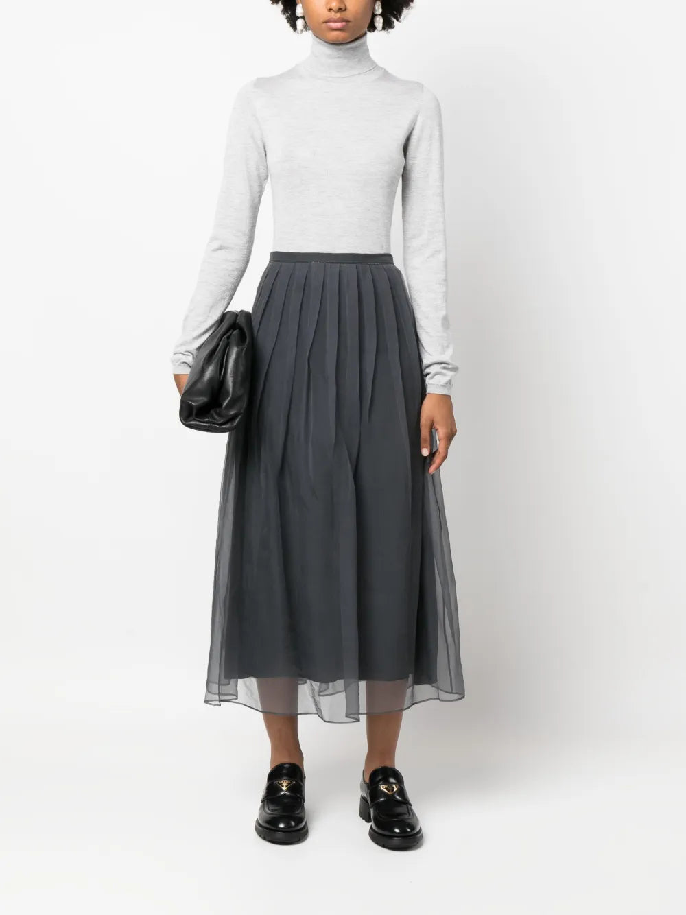 Pleated Chiffon Midi Skirt