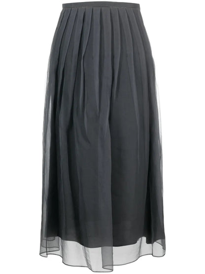 Pleated Chiffon Midi Skirt