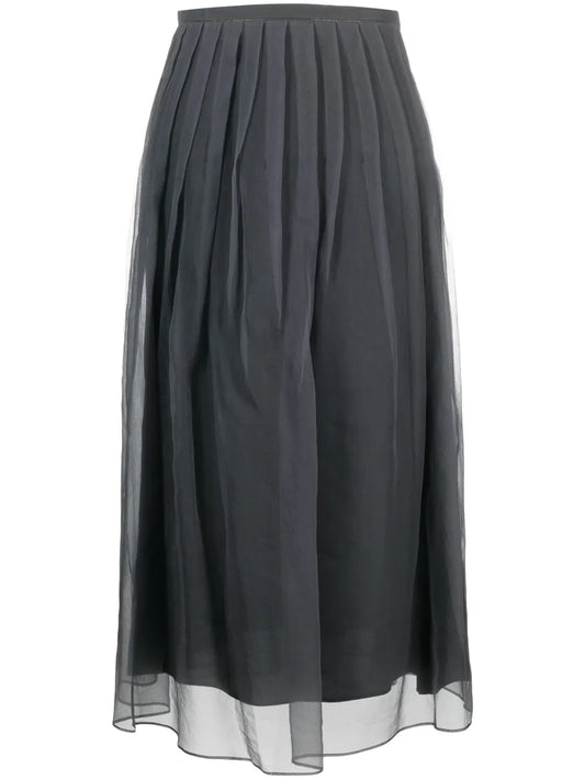 Pleated Chiffon Midi Skirt