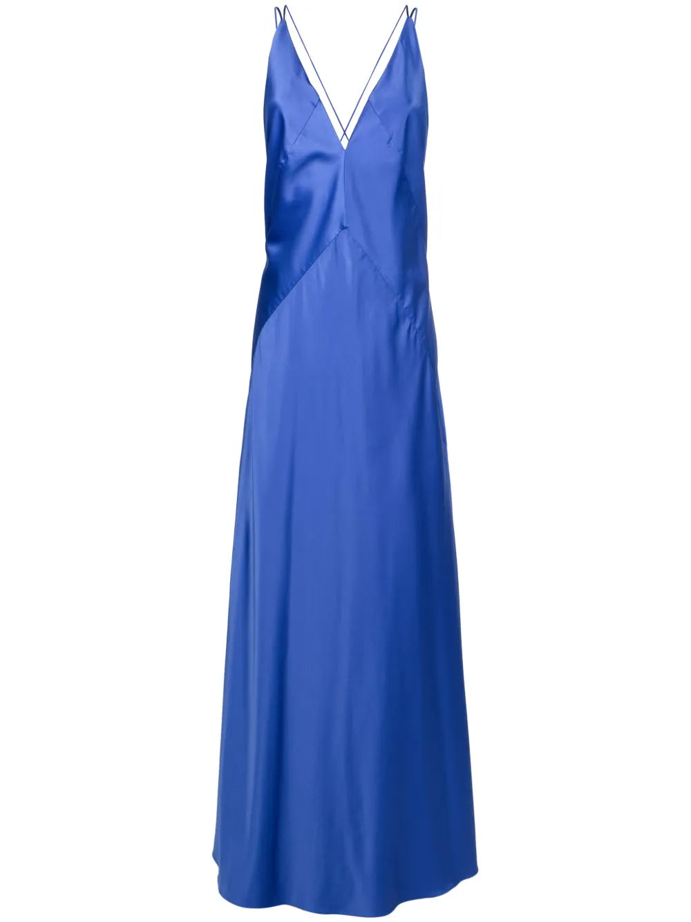 Satin-Finish V-Neck Gown