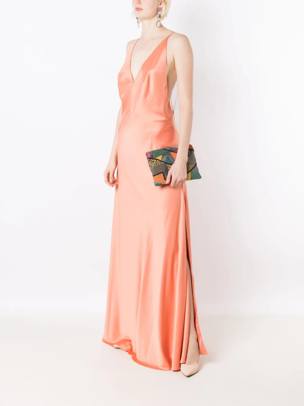 Satin-Finish Open-Back Gown