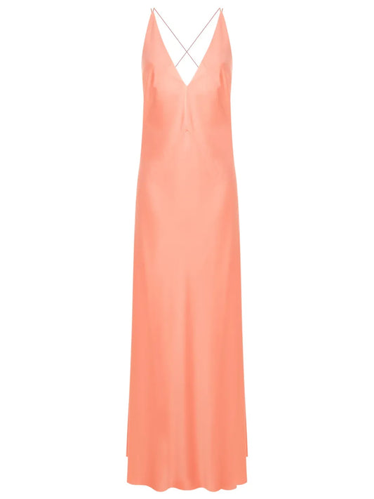 Satin-Finish Open-Back Gown