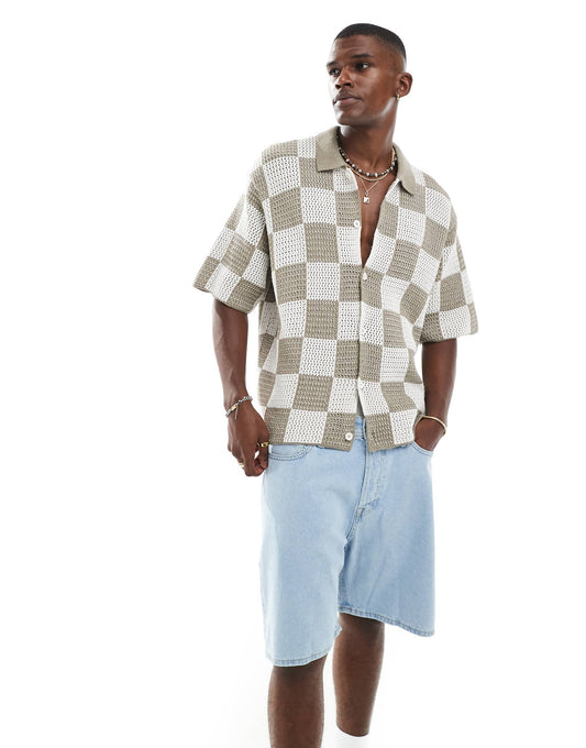 Checkerboard Crochet Shirt