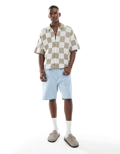 Checkerboard Crochet Shirt