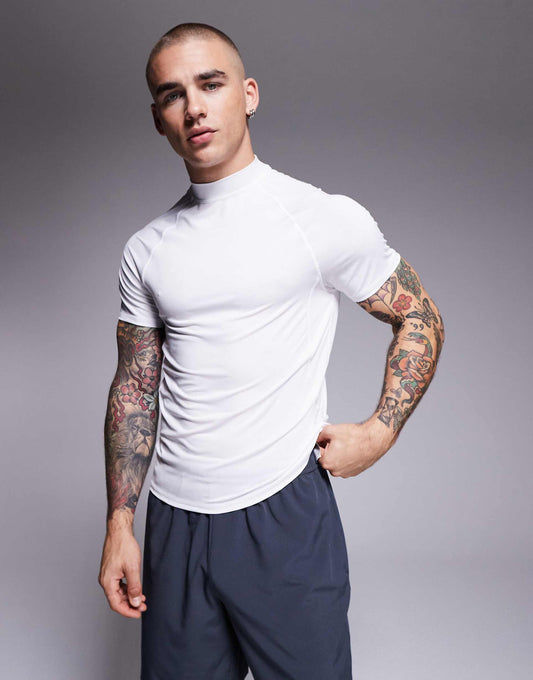 Muscle Fit Seam Detail Quick Dry Base Layer With Mock Neck