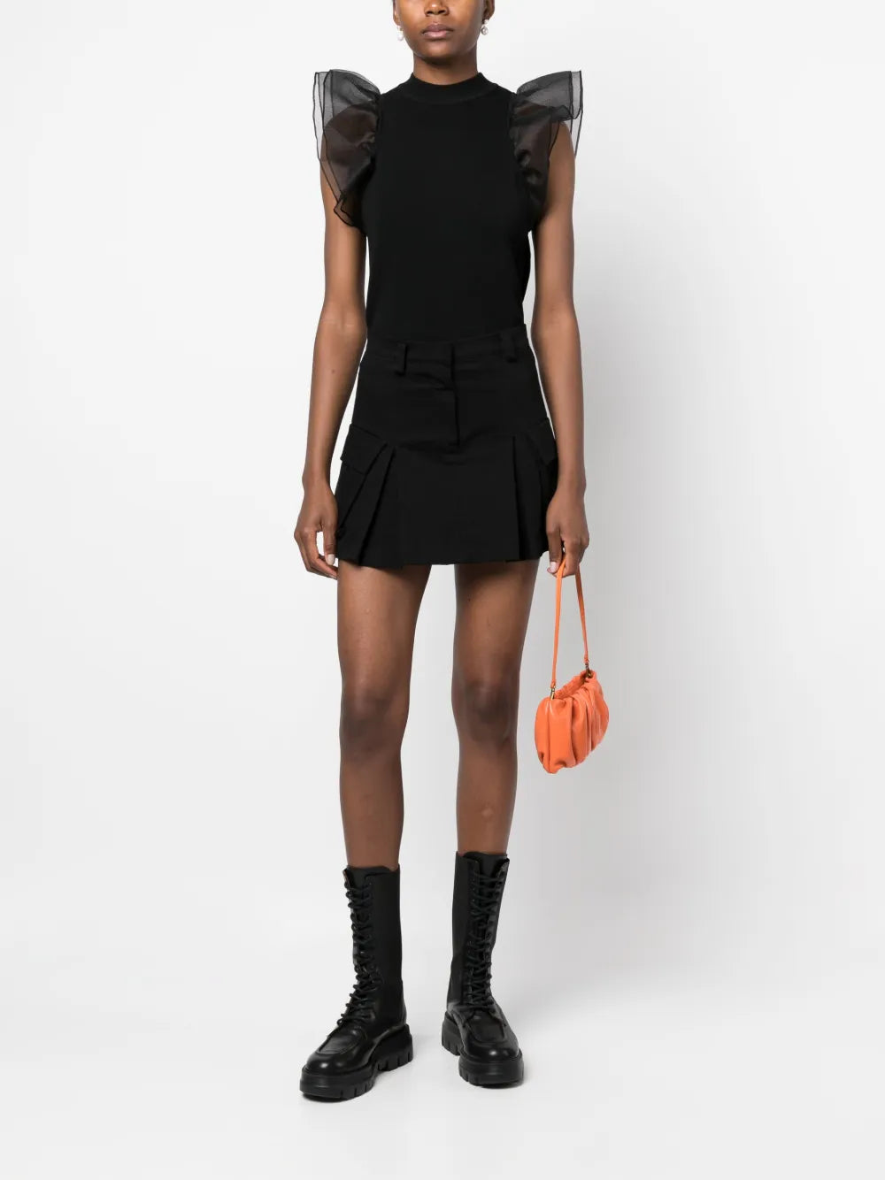 Puff-Sleeve Knitted Top