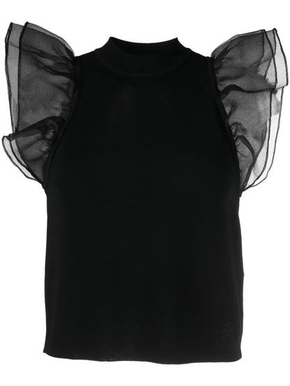 Puff-Sleeve Knitted Top